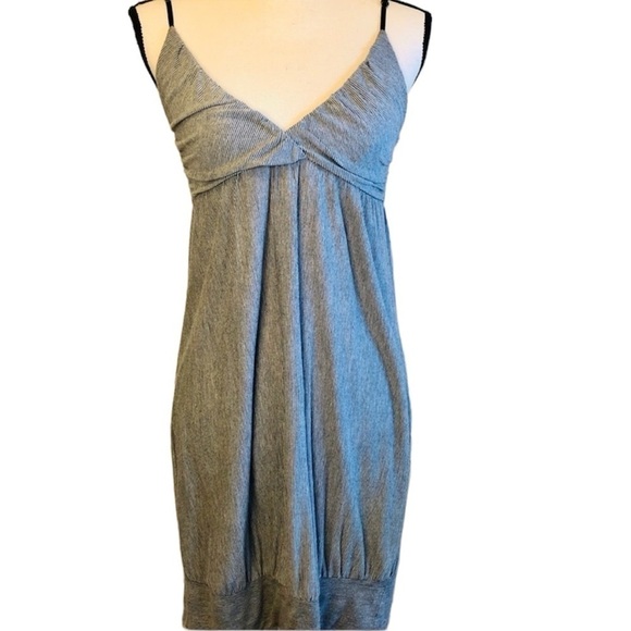 Wish USA Mini Dress Gray and Black Striped Sundress Beach Resort size Medium - Picture 1 of 14